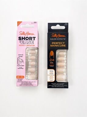 Sally Hansen Press-On Nails Bundle – Petite French + Perfect Manicure Moon-ami